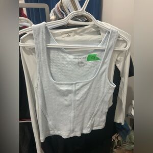 American Eagle Light Blue Ripped Cropped Tank Size X-Large